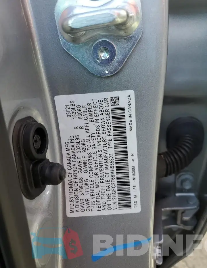 2HGFC2F68MH555323 Photo# 12