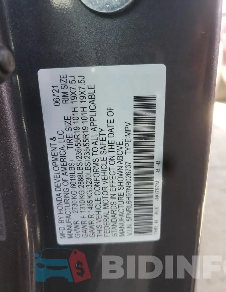 5FNRL6H97NB026737 Photo# 13