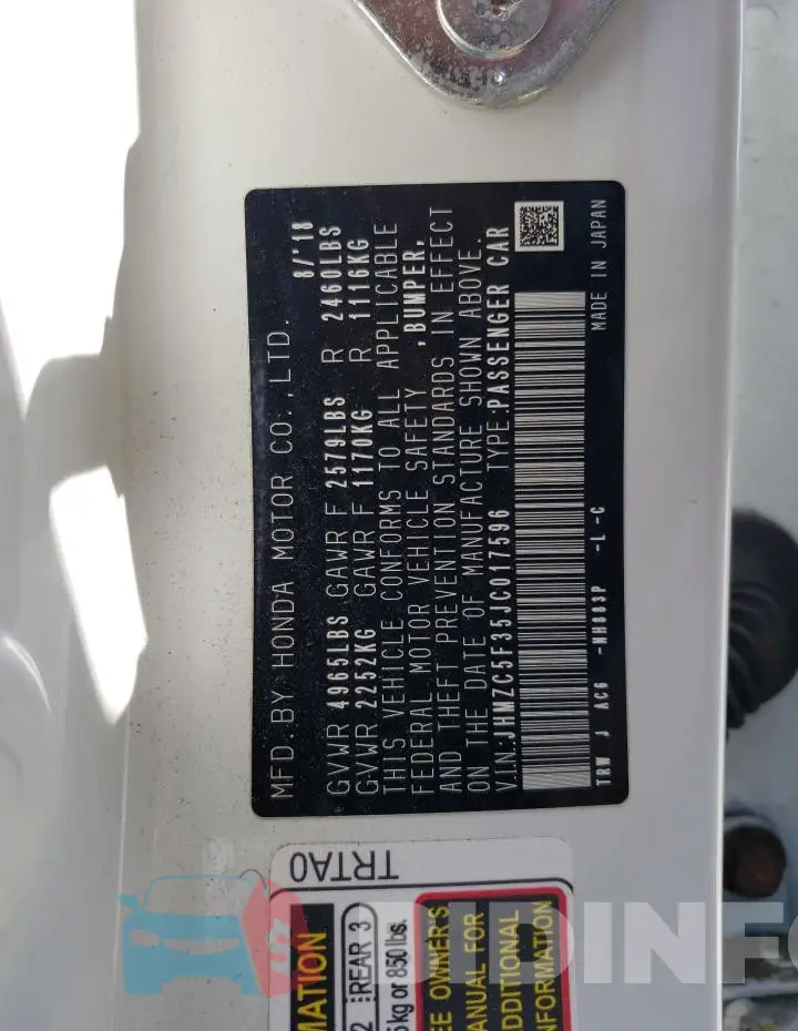 JHMZC5F35JC017596 Photo# 12