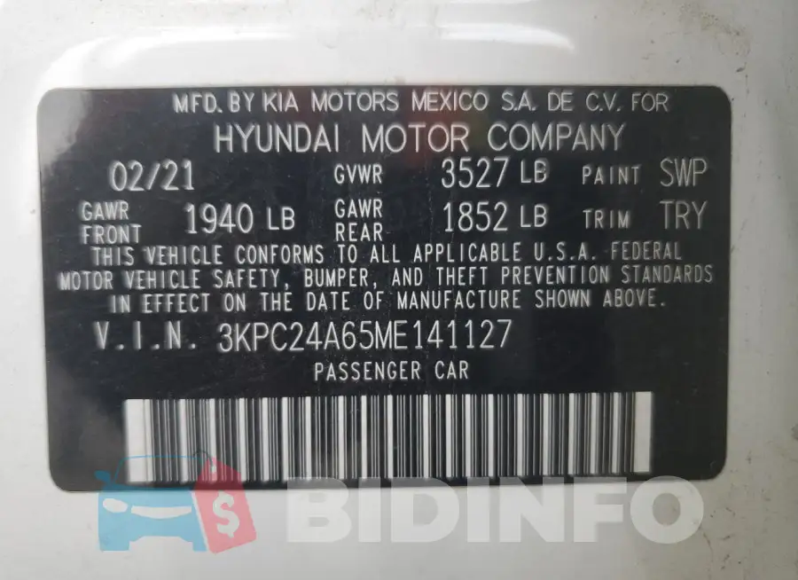 3KPC24A65ME141127 Photo# 12