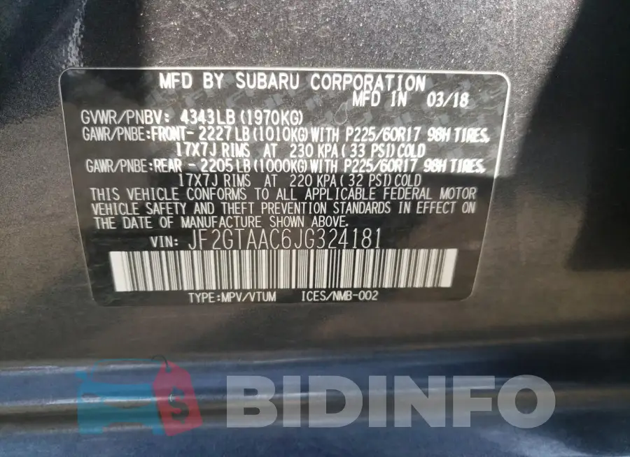 JF2GTAAC6JG324181 Photo# 12