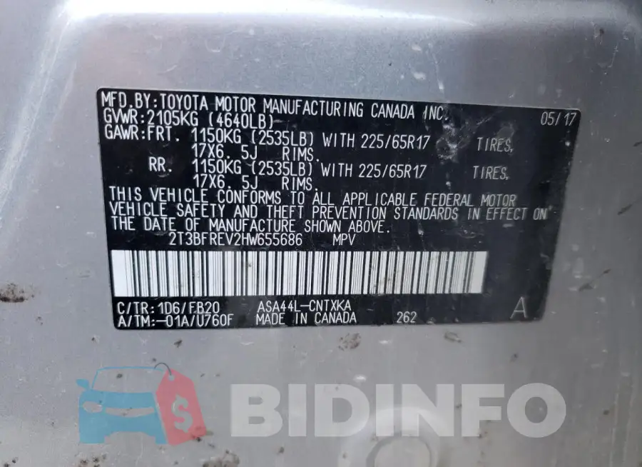 2T3BFREV2HW655686 Photo# 13