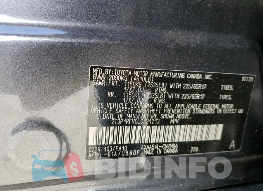 2T3P1RFV0LC121213 Photo# 12