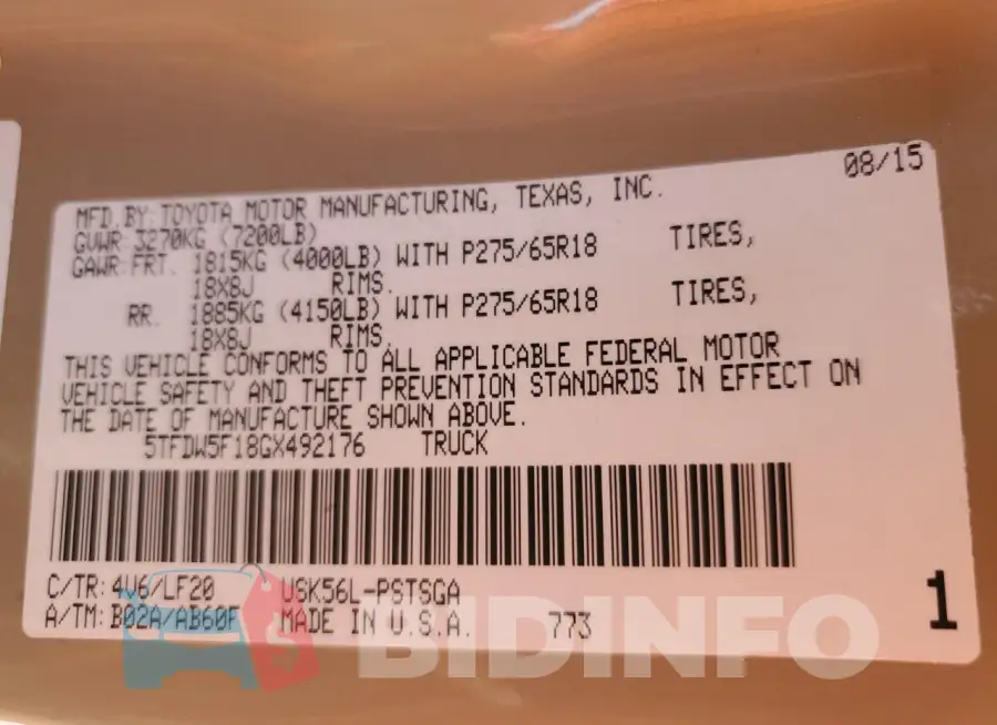 5TFDW5F18GX492176 Photo# 12