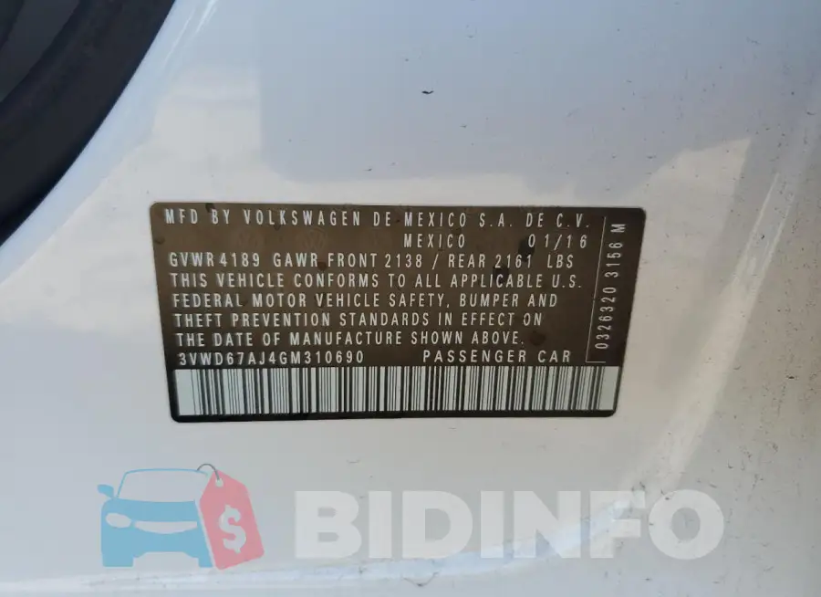 3VWD67AJ4GM310690 Photo# 12