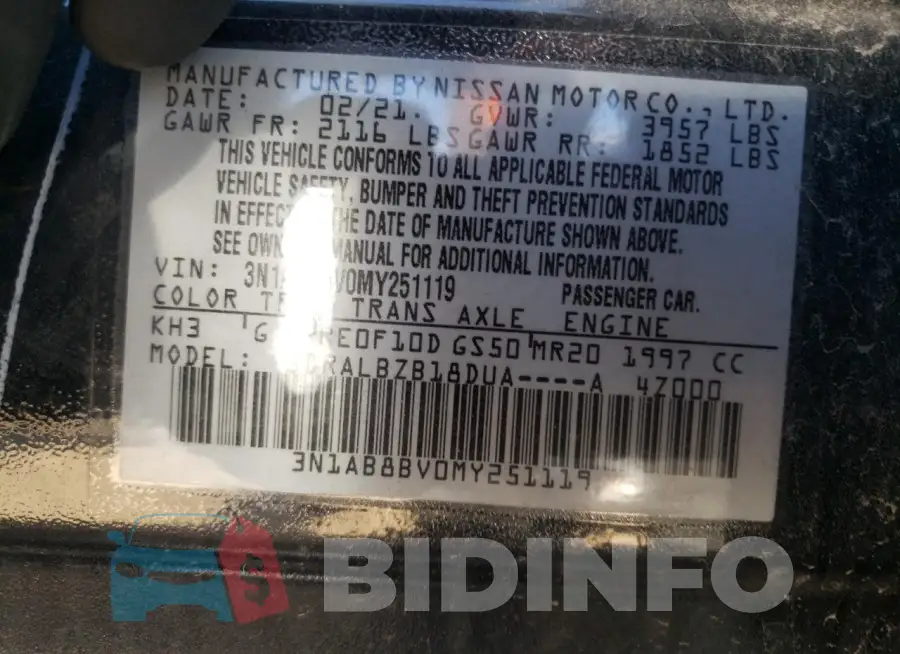 3N1AB8BV0MY251119 Photo# 13