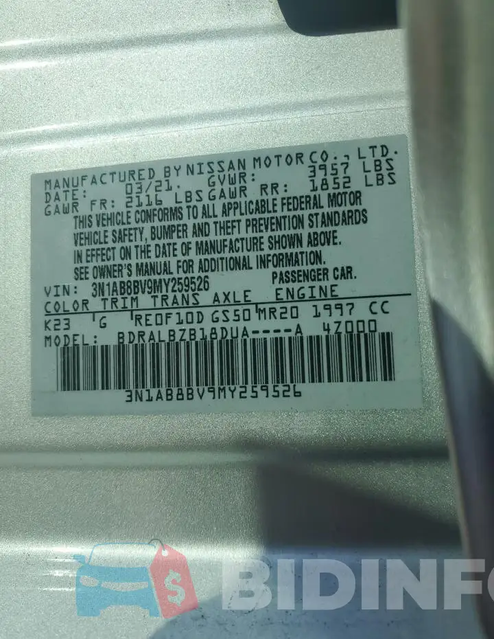 3N1AB8BV9MY259526 Photo# 13