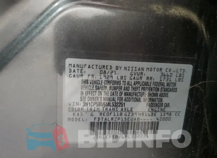 3N1CP5BV6ML532251 Photo# 13