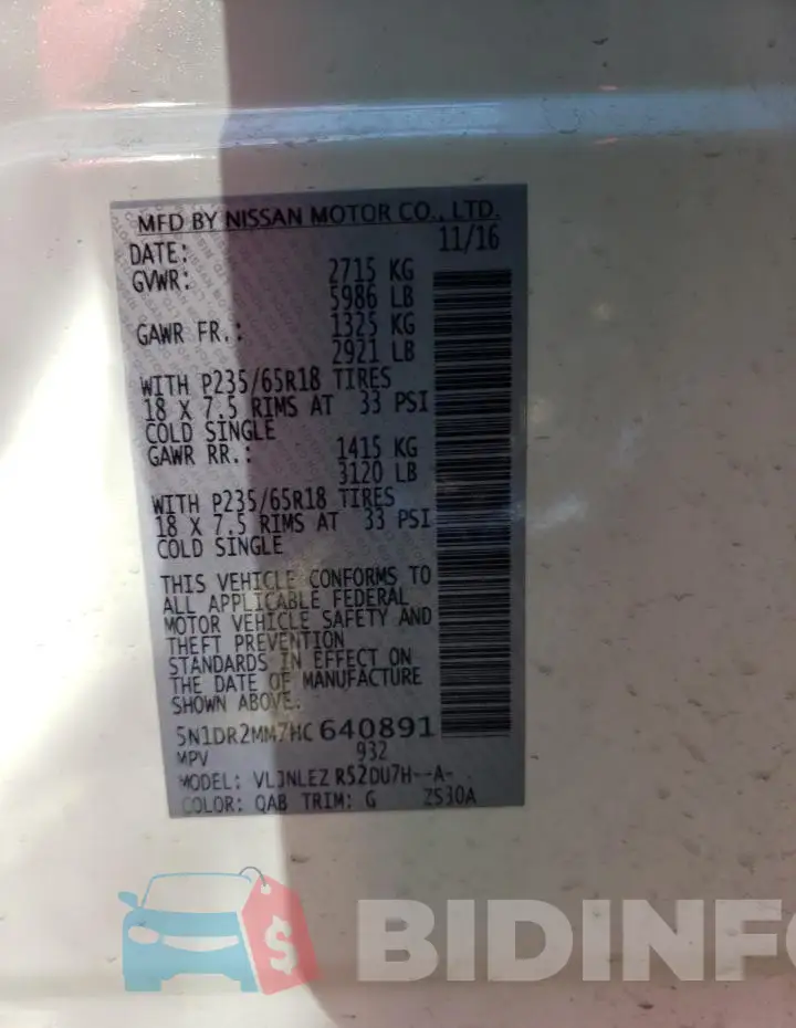 5N1DR2MM7HC640891 Photo# 13
