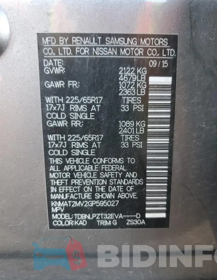 KNMAT2MV2GP595027 Photo# 12