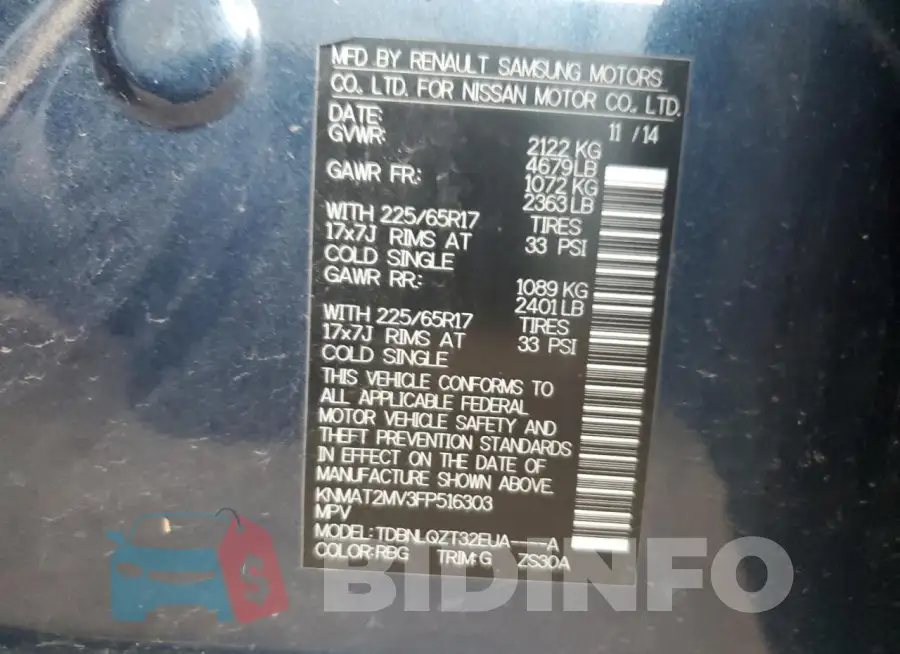 KNMAT2MV3FP516303 Photo# 14