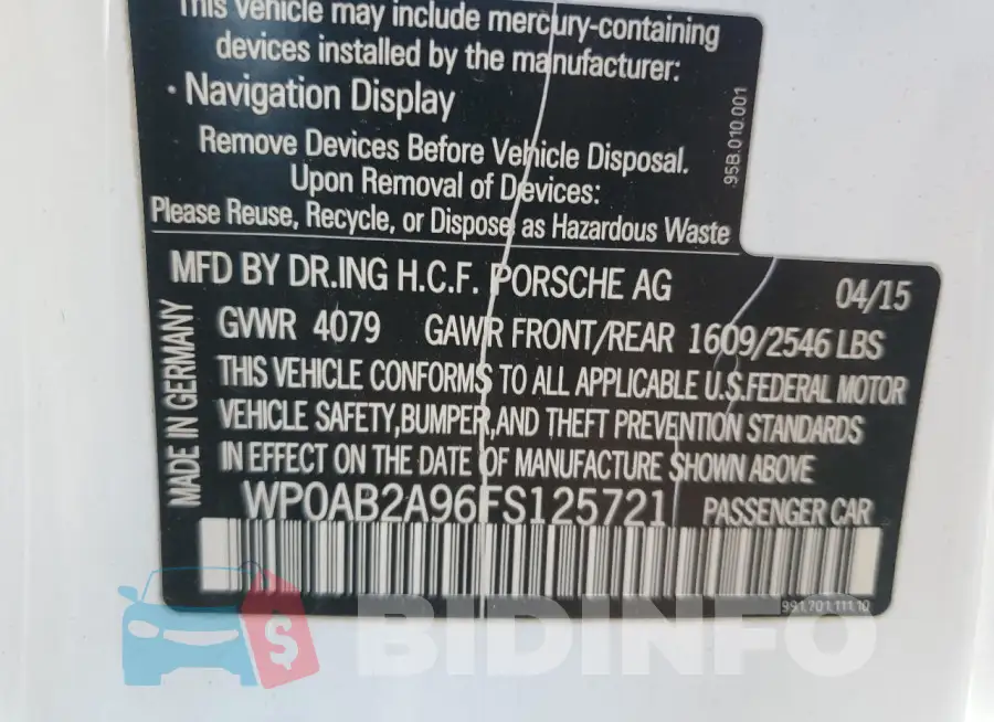WP0AB2A96FS125721 Photo# 12