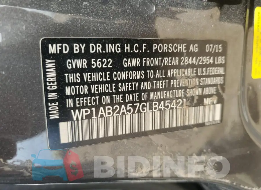 WP1AB2A57GLB45421 Photo# 13