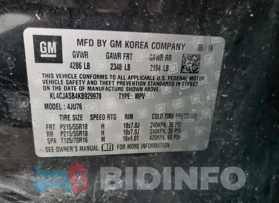 KL4CJASB4KB929978 Photo# 13