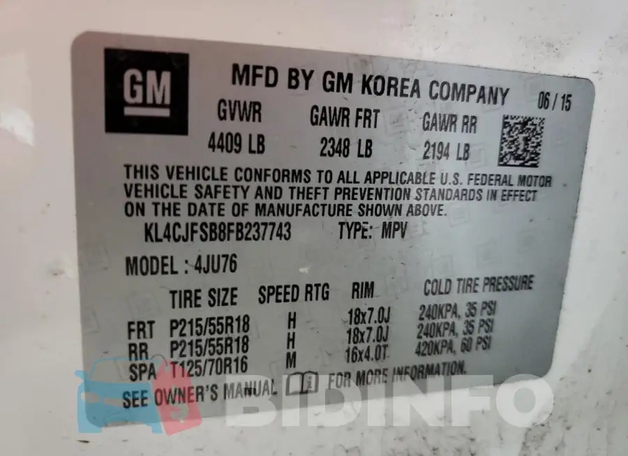 KL4CJFSB8FB237743 Photo# 12