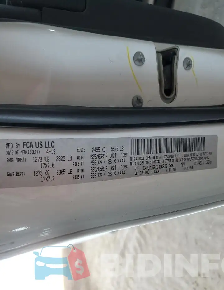 1C4PJMLB2KD436828 Photo# 12