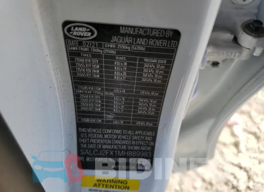 SALCJ2FX1MH889983 Photo# 14