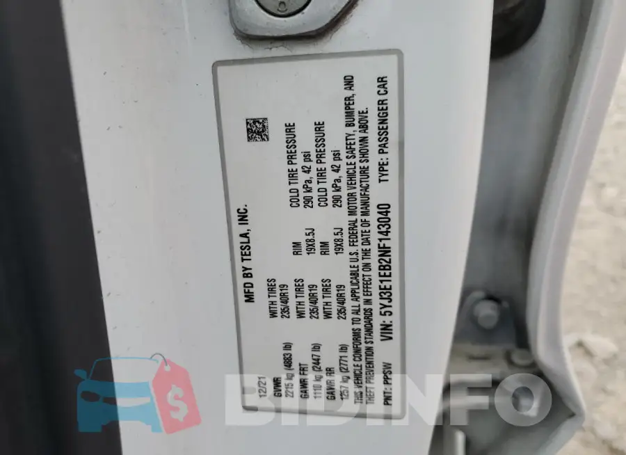 5YJ3E1EB2NF143040 Photo# 12