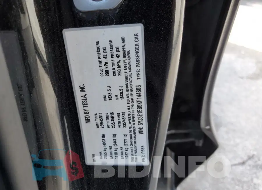 5YJ3E1EB5KF144808 Photo# 12
