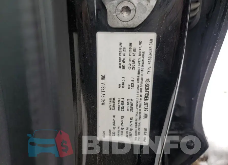 5YJ3E1EBXLF635134 Photo# 13