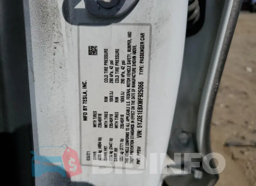 5YJ3E1EBXMF925066 Photo# 12