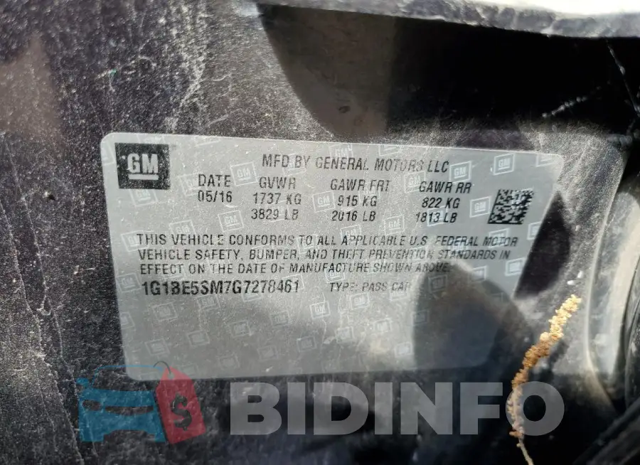 1G1BE5SM7G7278461 Photo# 12