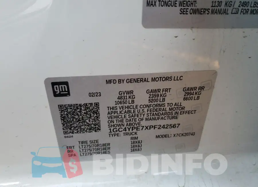 1GC4YPE7XPF242567 Photo# 12