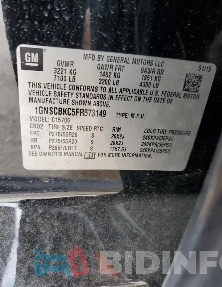 1GNSCBKC5FR573149 Photo# 13