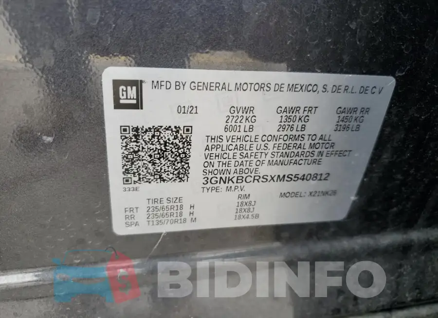 3GNKBCRSXMS540812 Photo# 13