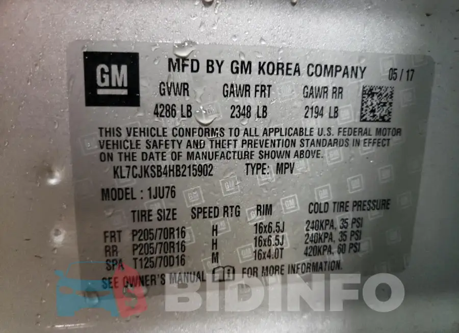 KL7CJKSB4HB215902 Photo# 13