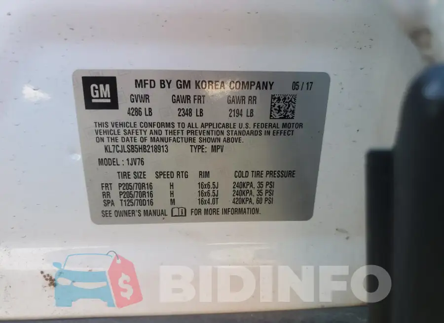 KL7CJLSB5HB218913 Photo# 12
