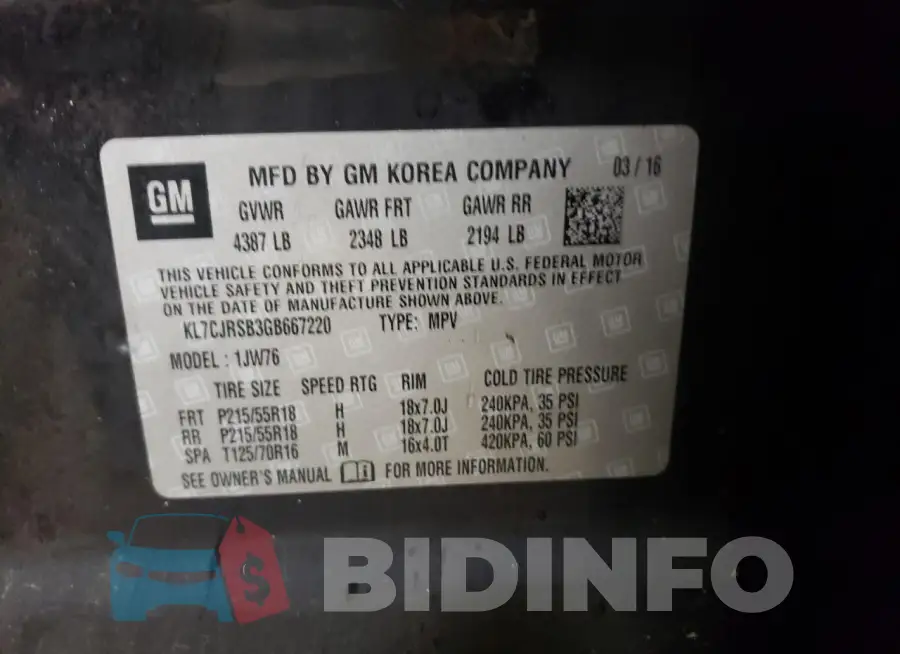 KL7CJRSB3GB667220 Photo# 12