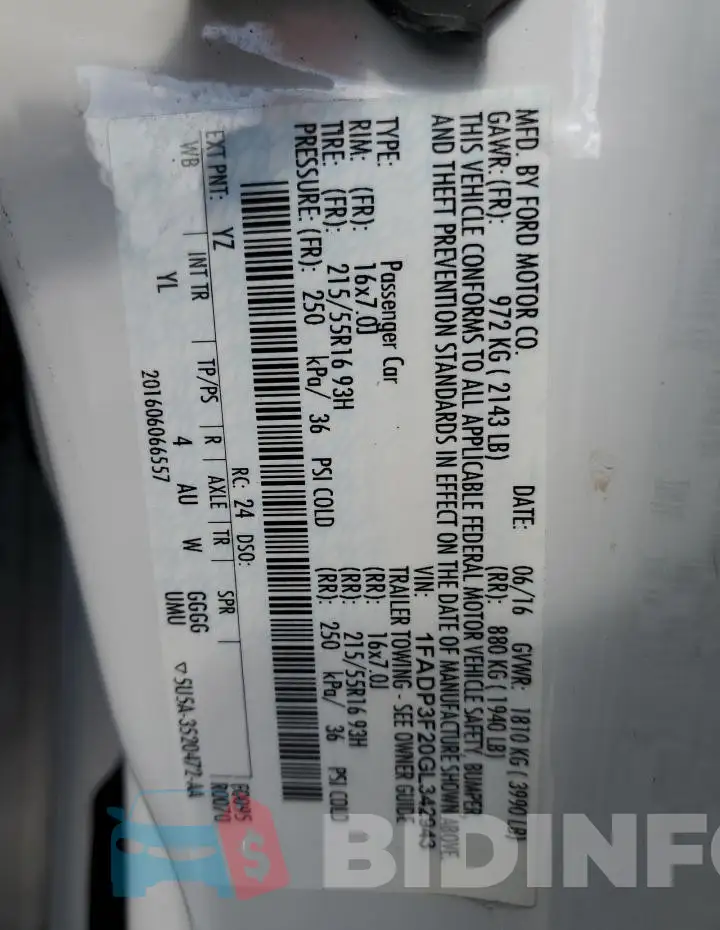1FADP3F20GL342943 Photo# 12