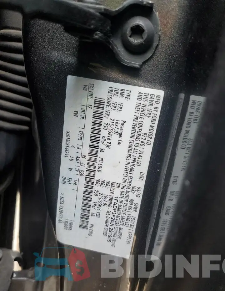 1FADP3F20JL291905 Photo# 12