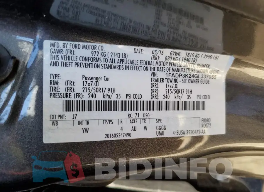 1FADP3K24GL337055 Photo# 13