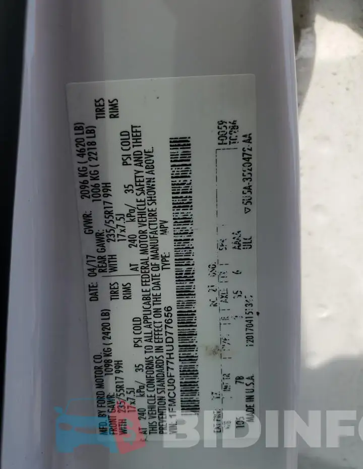 1FMCU0F77HUD77656 Photo# 13