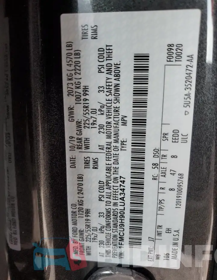 1FMCU9H90LUA34747 Photo# 13