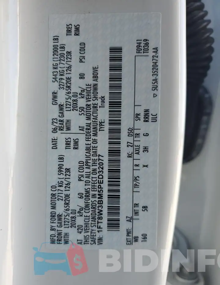 1FT8W3BM5PED32077 Photo# 12