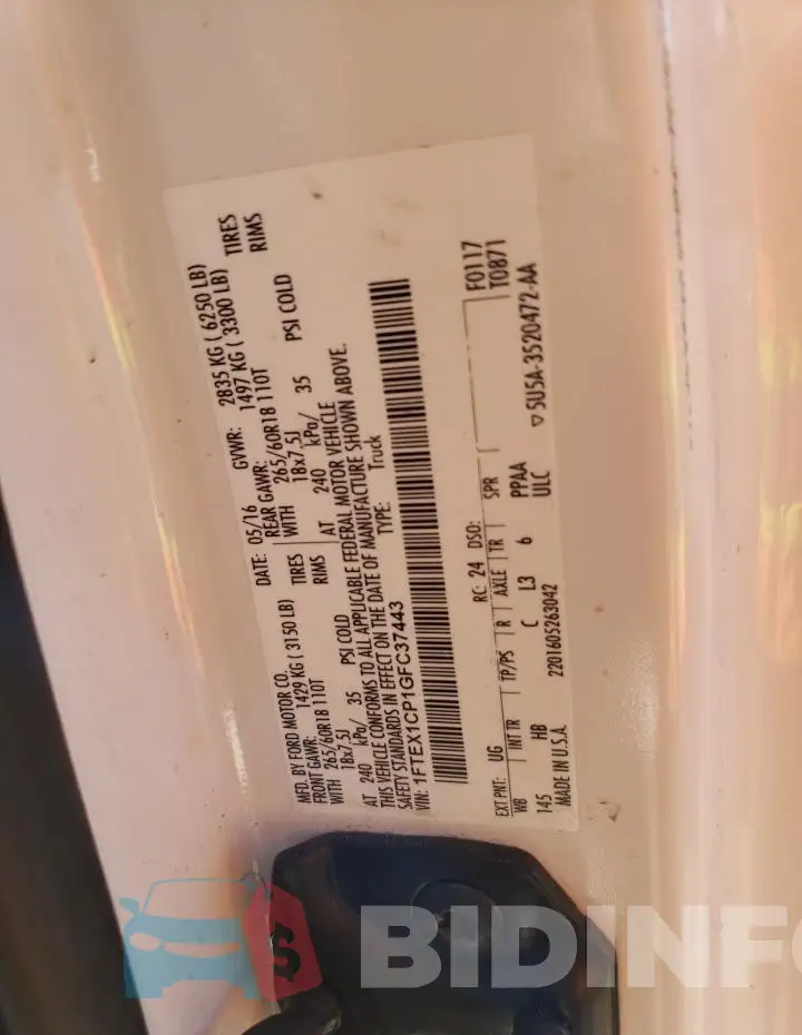 1FTEX1CP1GFC37443 Photo# 12