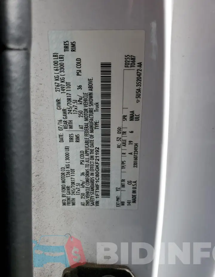 1FTMF1C80GKF21192 Photo# 12