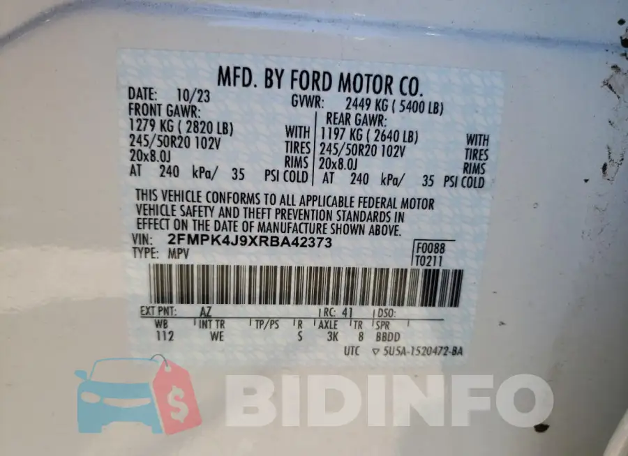 2FMPK4J9XRBA42373 Photo# 13