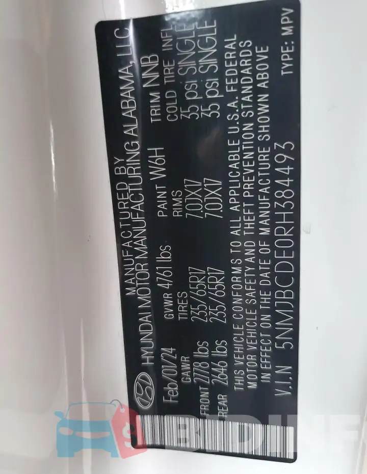 5NMJBCDE0RH384493 Photo# 13