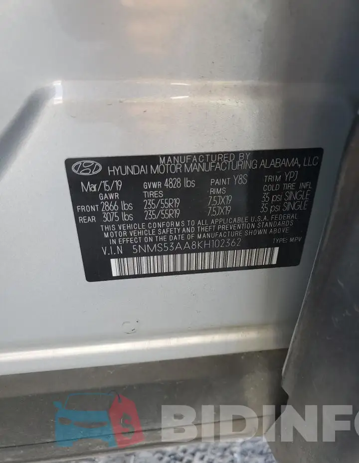 5NMS53AA8KH102362 Photo# 13