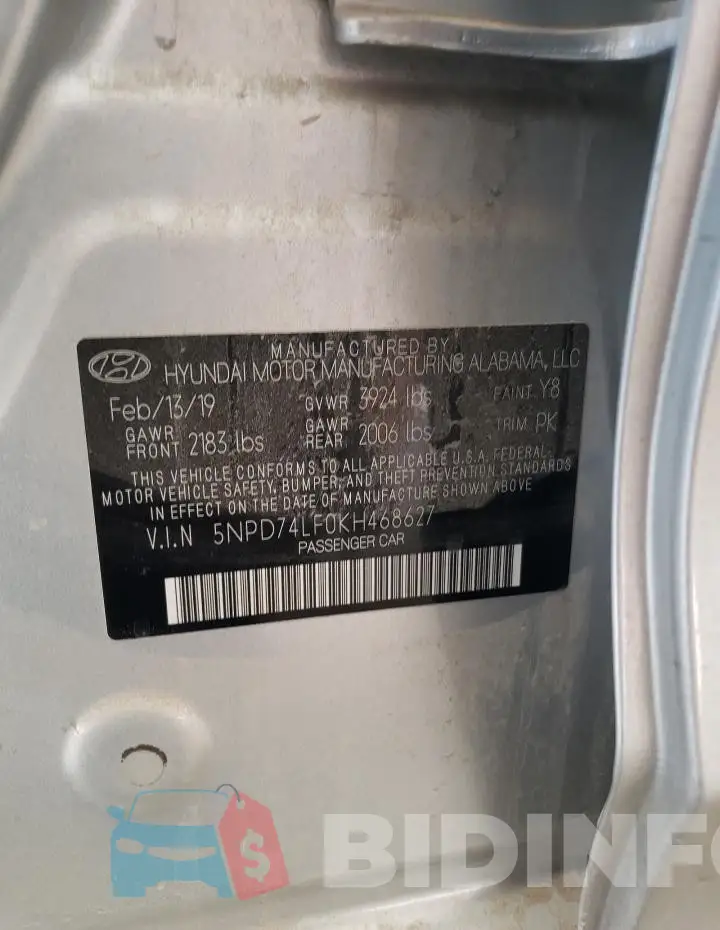 5NPD74LF0KH468627 Photo# 12