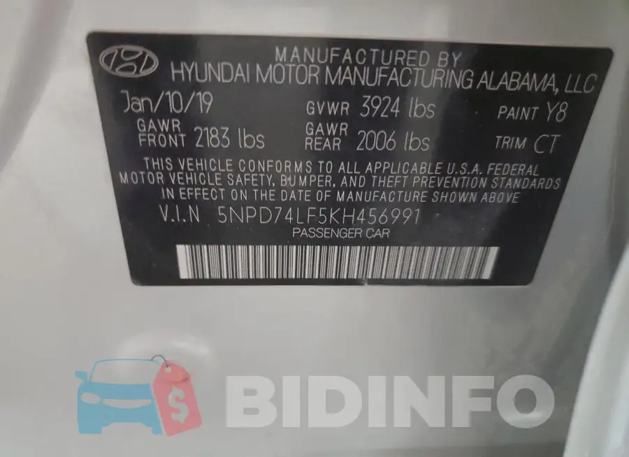 5NPD74LF5KH456991 Photo# 12