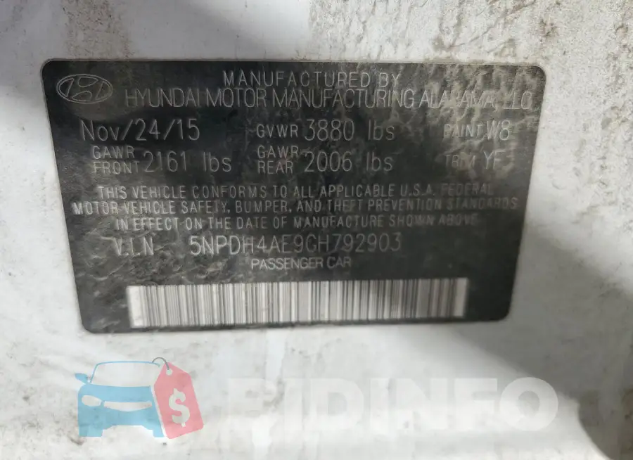 5NPDH4AE9GH792903 Photo# 12
