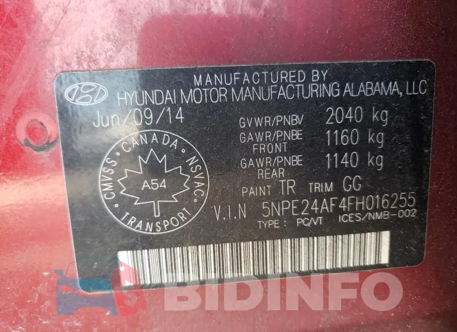 5NPE24AF4FH016255 Photo# 13