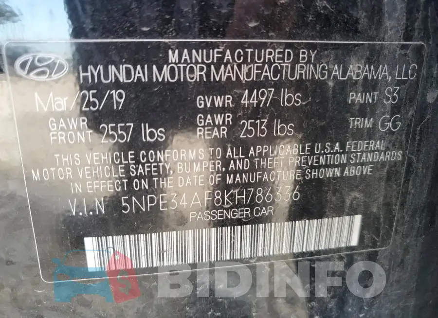 5NPE34AF8KH786336 Photo# 12