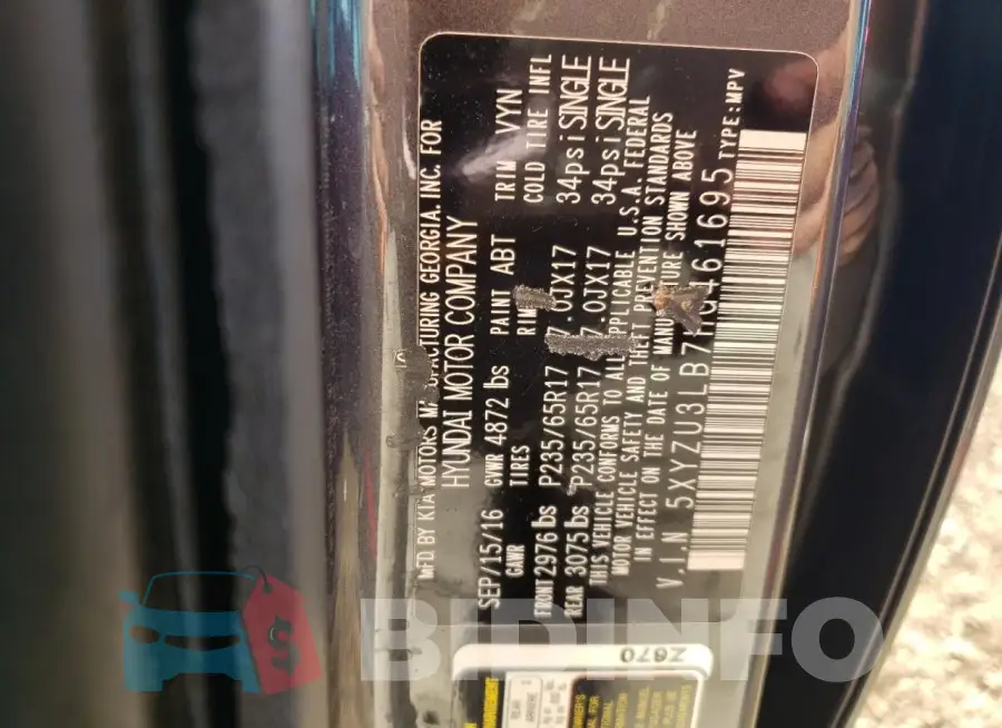 5XYZU3LB7HG461695 Photo# 14