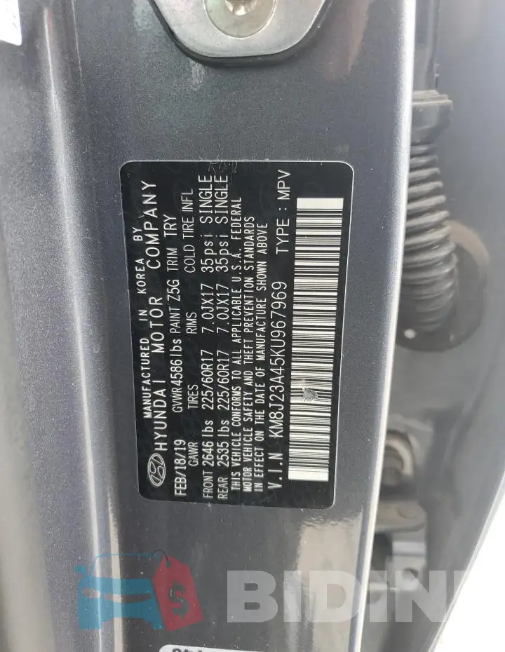 KM8J23A45KU967969 Photo# 13